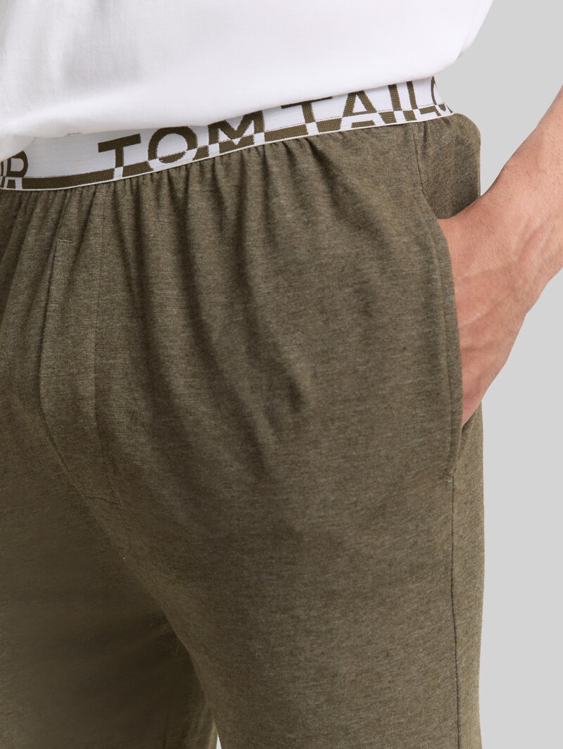 Tom Tailor Pyjama-Hose in Melange-Optik - Green-medium-melange