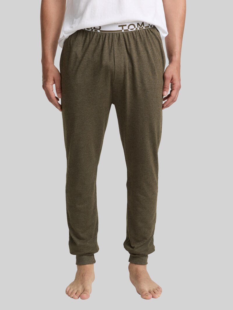 Tom Tailor Pyjama-Hose in Melange-Optik - Green-medium-melange