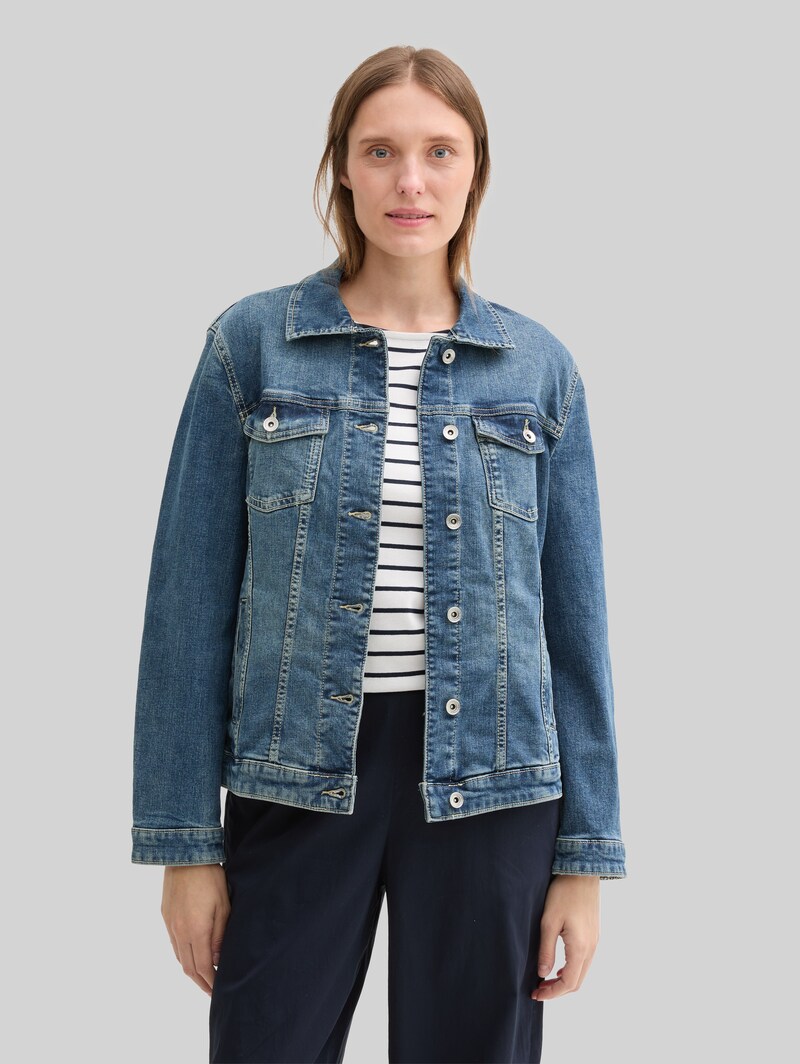 Tom Tailor Jeansjacke mit recycelter Baumwolle - Used Dark Stone Blue Denim Tom Tailor Jeansjacke mit recycelter Baumwolle - Used Dark Stone Blue Denim