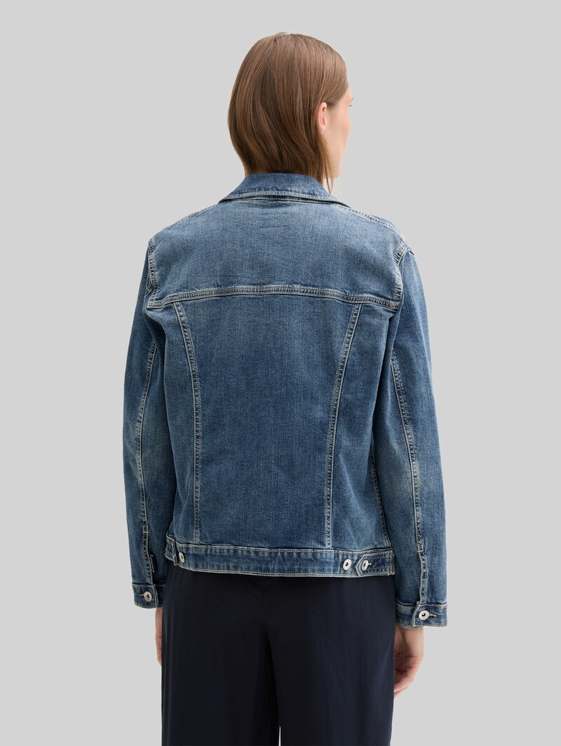 Tom Tailor Jeansjacke mit recycelter Baumwolle - Used Dark Stone Blue Denim
