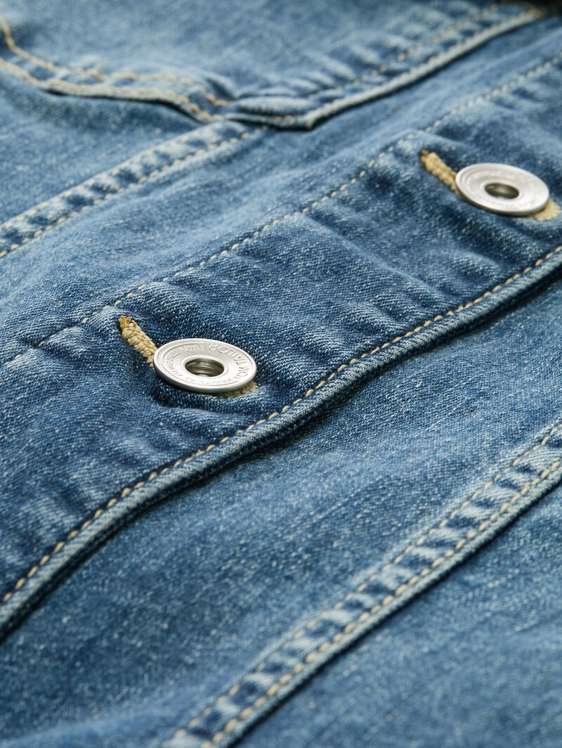 Tom Tailor Jeansjacke mit recycelter Baumwolle - Used Dark Stone Blue Denim