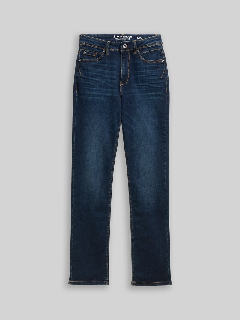 Tom Tailor TTELVA STRAIGHT High Waist Jeans - Clean Dark Stone Blue Denim