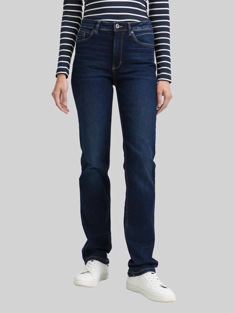 Tom Tailor TTELVA STRAIGHT High Waist Jeans - Clean Dark Stone Blue Denim