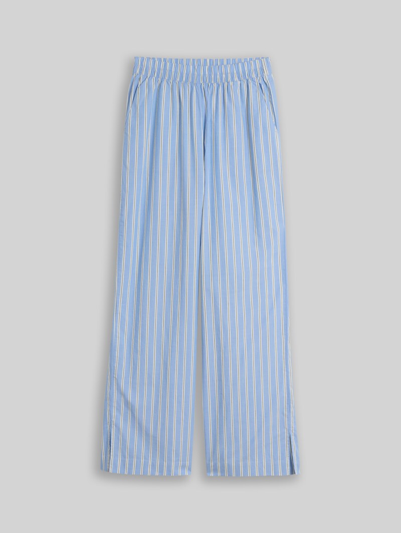 Tom Tailor Wide Leg Hose mit Streifenmuster - Blue White Vertical Stripe