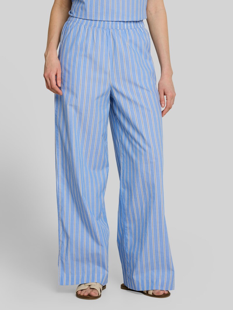 Tom Tailor Wide Leg Hose mit Streifenmuster - Blue White Vertical Stripe