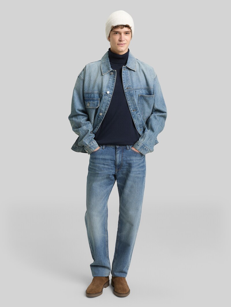 Tom Tailor Relaxed Fit Jeansjacke mit Eingriffstaschen - Tinted Blue Denim