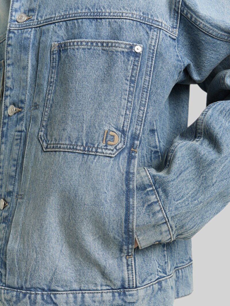 Tom Tailor Relaxed Fit Jeansjacke mit Eingriffstaschen - Tinted Blue Denim