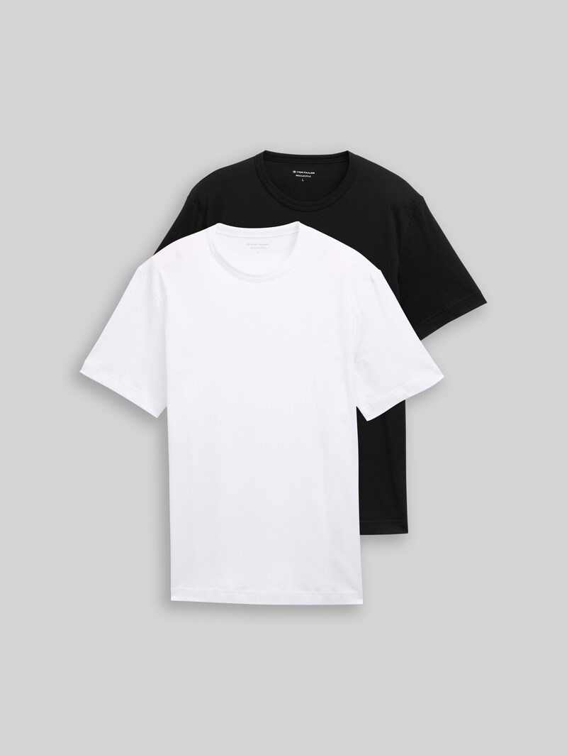 Tom Tailor T-Shirts aus Baumwolle mit Logo-Print im 2er-Pack - Black