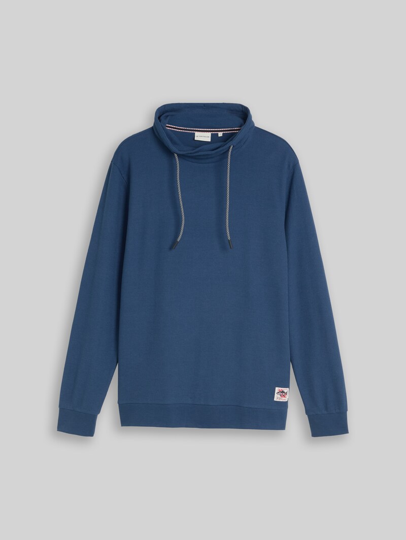 Tom Tailor Snood Langarmshirt mit Waffelstruktur - Dark Duck Blue