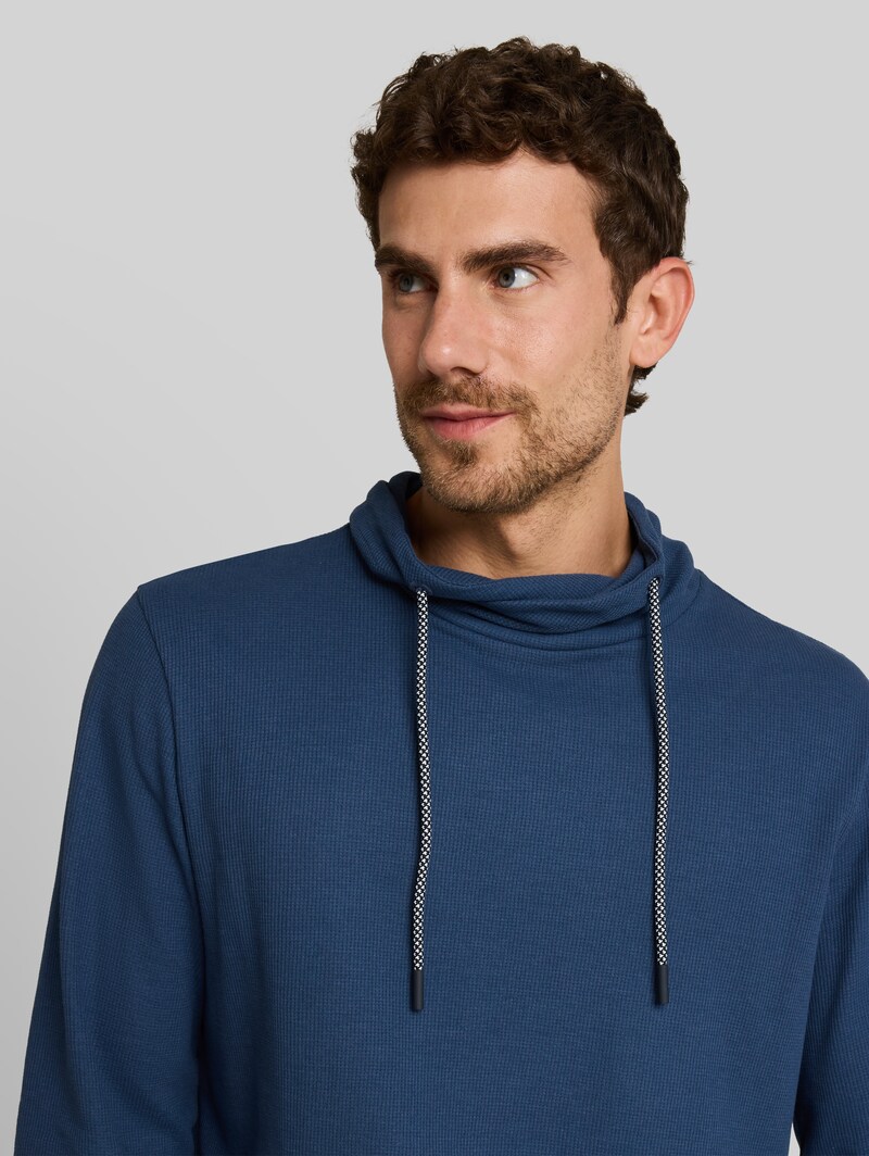 Tom Tailor Snood Langarmshirt mit Waffelstruktur - Dark Duck Blue