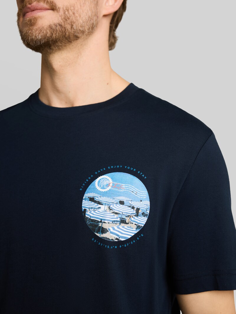 Tom Tailor T-Shirt mit Fotoprint - Sky Captain Blue