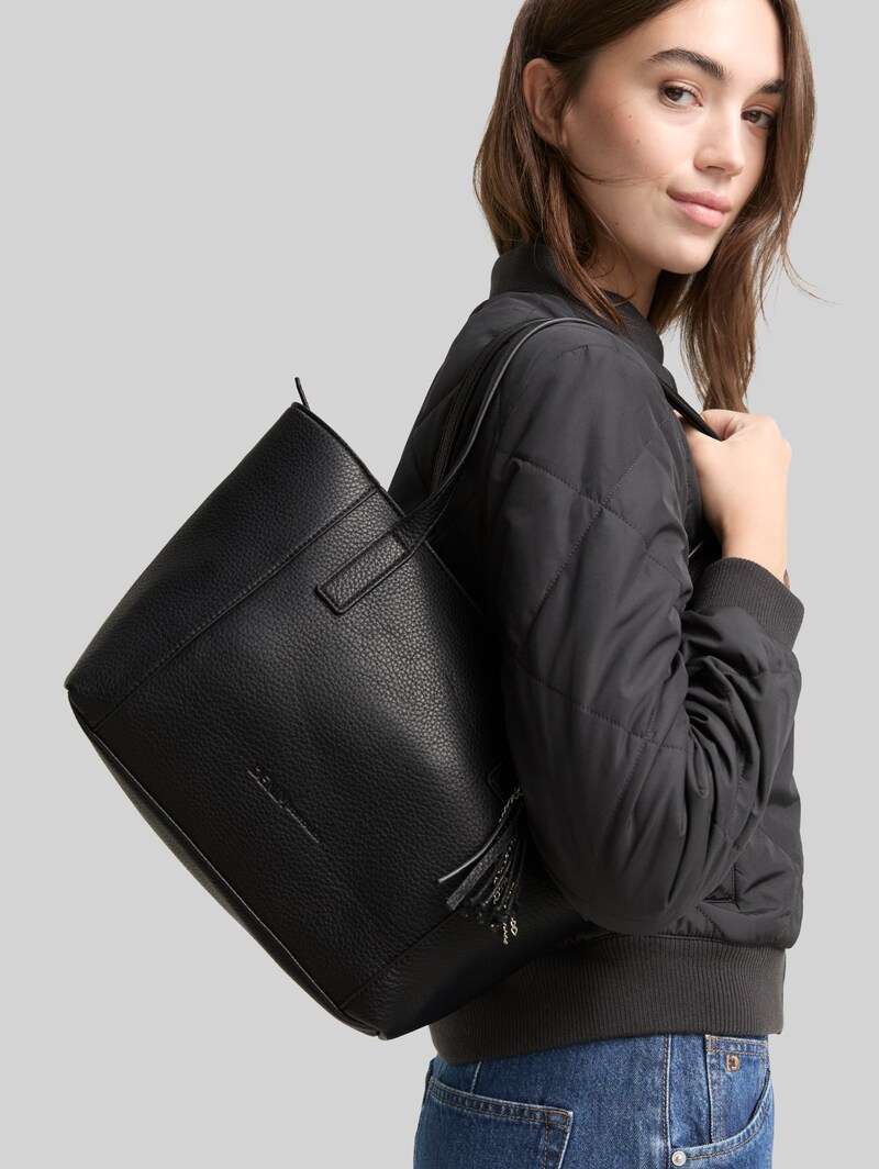 Tom Tailor TTPRIYA L Shopper mit Ziernähten - Schwarz / Black
