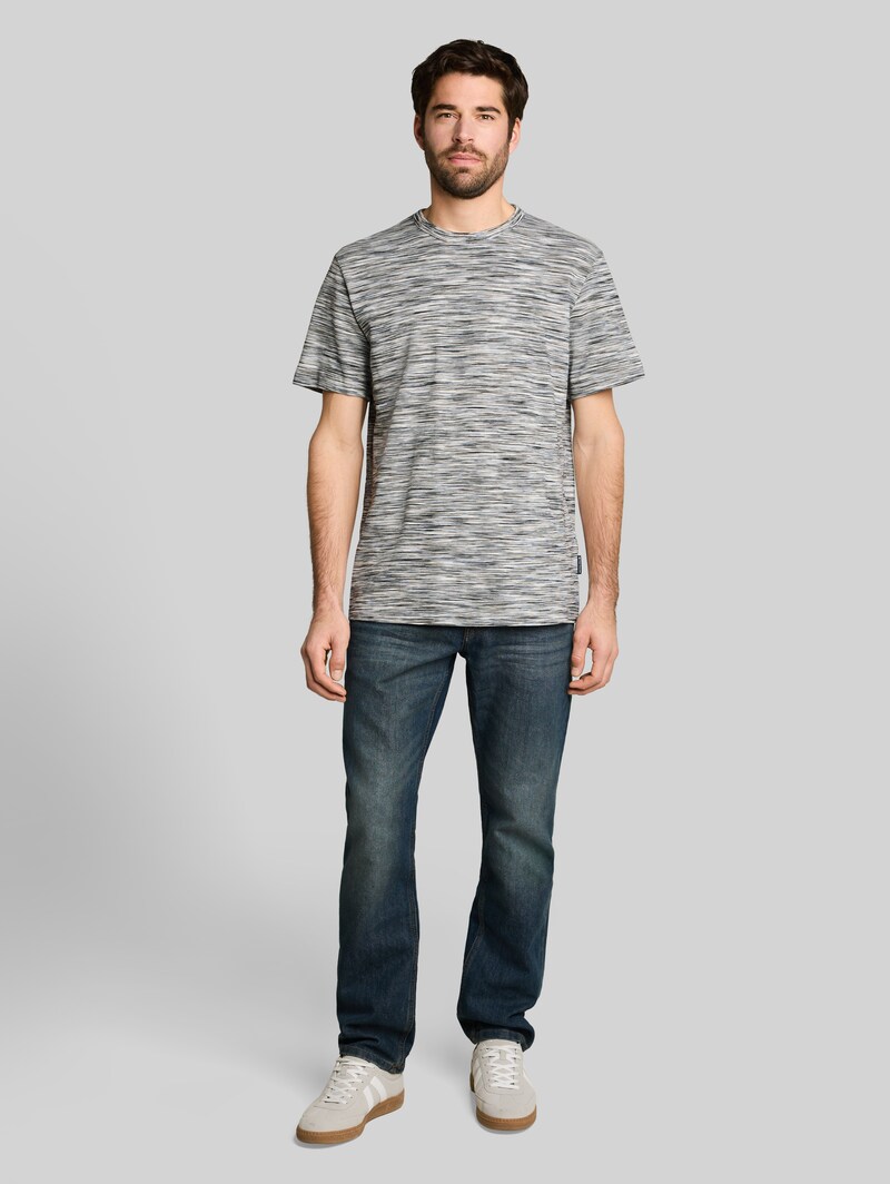 Tom Tailor Piqué T-Shirt in Melange-Optik - White Green Spacedye Pique