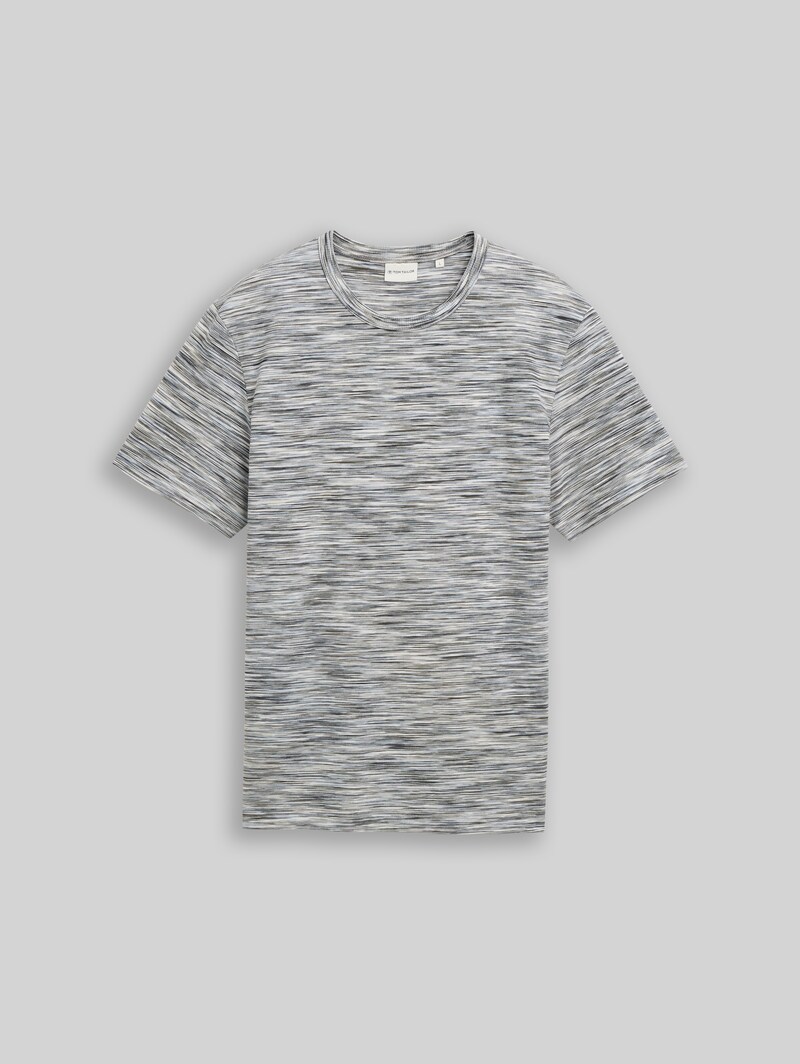 Tom Tailor Piqué T-Shirt in Melange-Optik - White Green Spacedye Pique