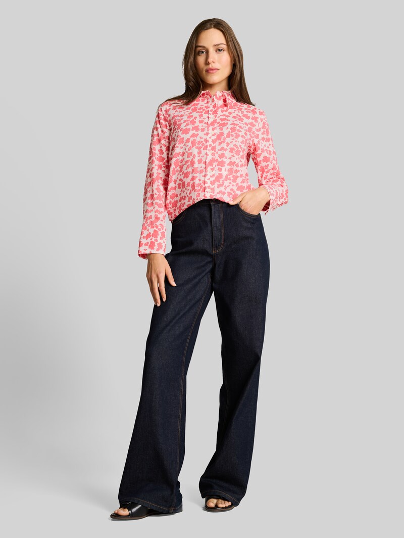 Tom Tailor Hemdbluse mit Muster - Coral Pink Ginkgo Minimal