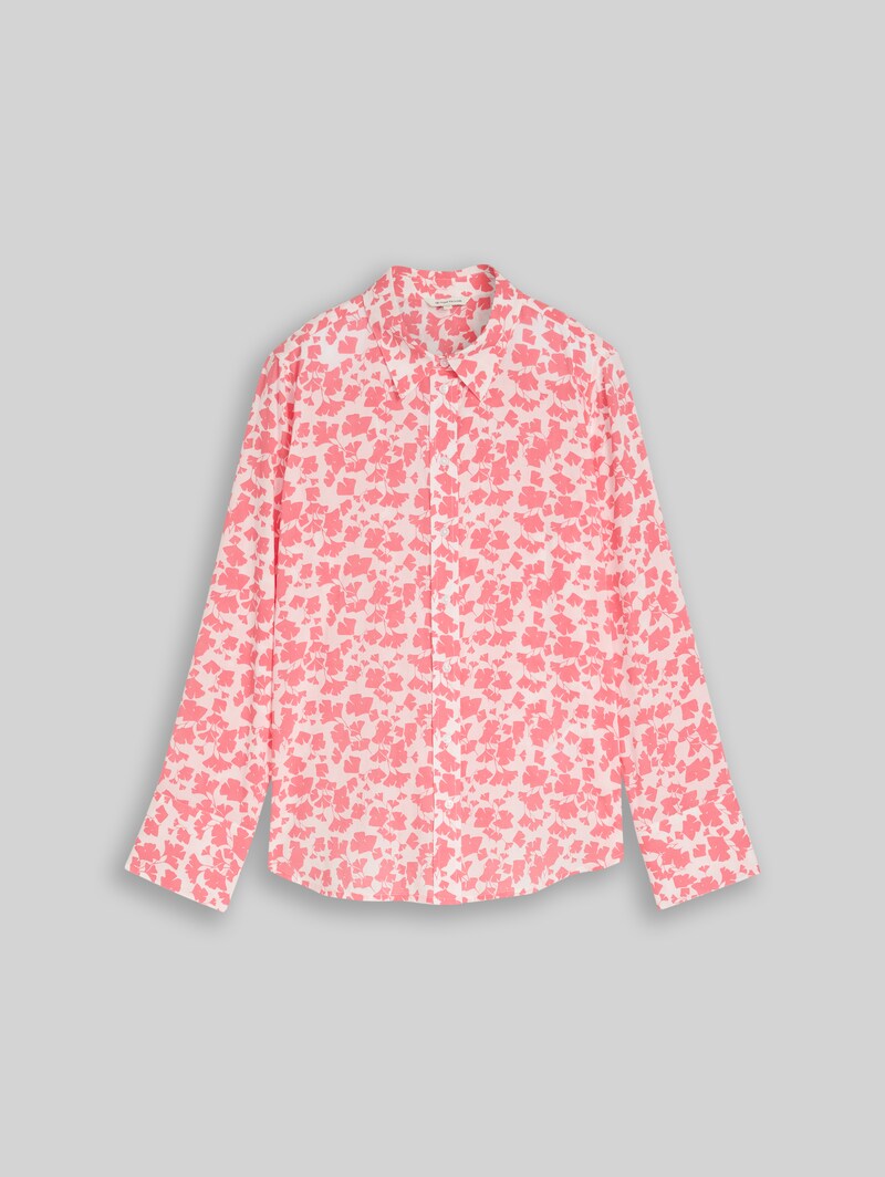 Tom Tailor Hemdbluse mit Muster - Coral Pink Ginkgo Minimal
