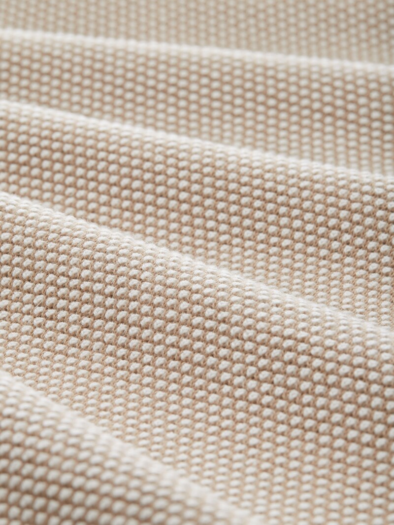 Tom Tailor Loose Fit Strickpullover aus Baumwolle - Beige Bubble Structure