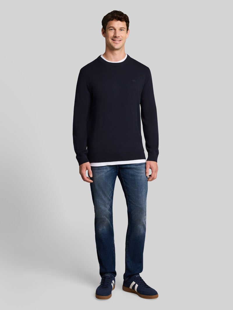 Tom Tailor Strickpullover aus Baumwolle - Knitted Navy Melange
