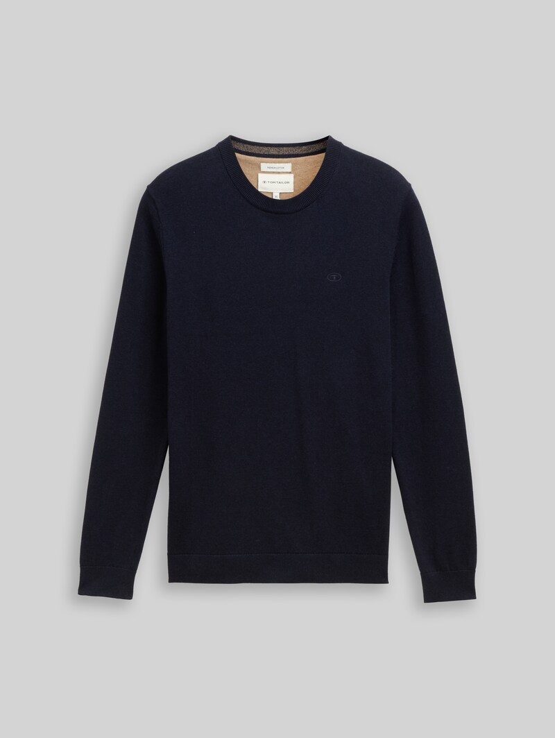 Tom Tailor Strickpullover aus Baumwolle - Knitted Navy Melange