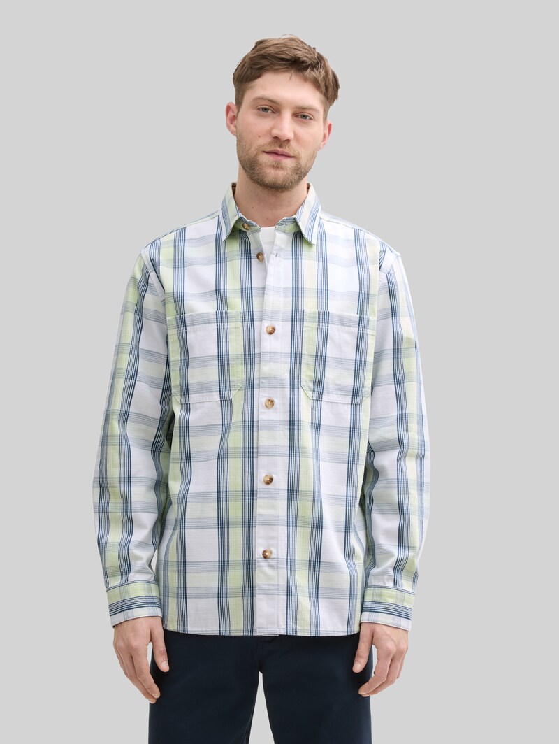 Tom Tailor Overshirt mit Karomuster - Blue Lime Light Check Tom Tailor Overshirt mit Karomuster - Blue Lime Light Check