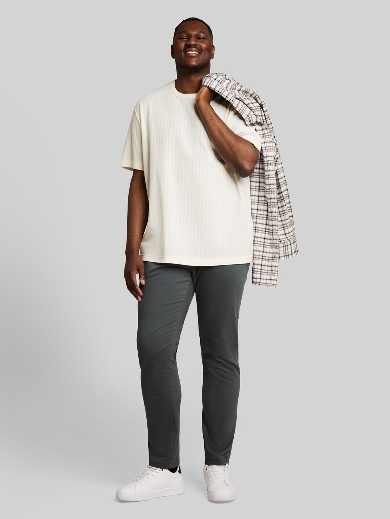 Tom Tailor Plus Size - T-Shirt mit Waffelstruktur - Gardenia White