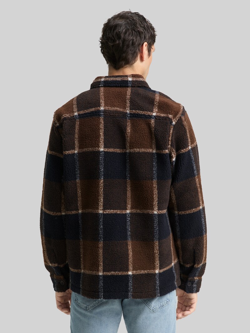 Tom Tailor Teddy Overshirt mit Karomuster - Brown Navy Check