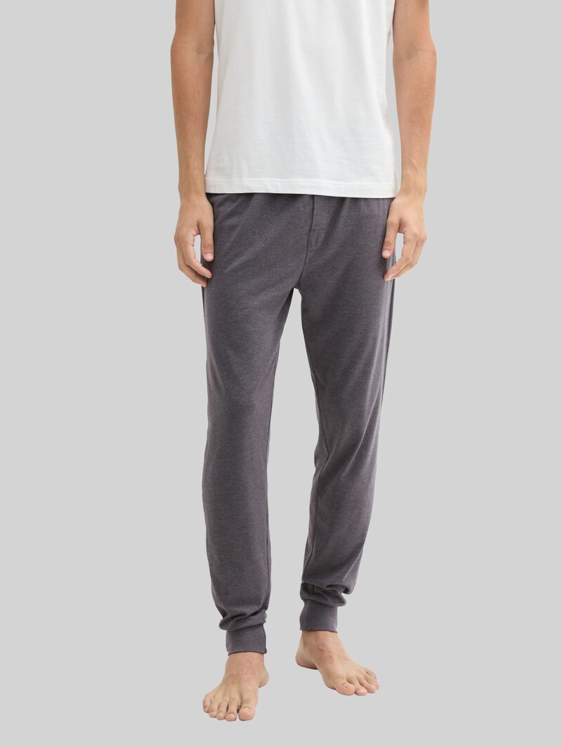 Tom Tailor Pyjama-Hose in Melange-Optik - Grey-dark-melange