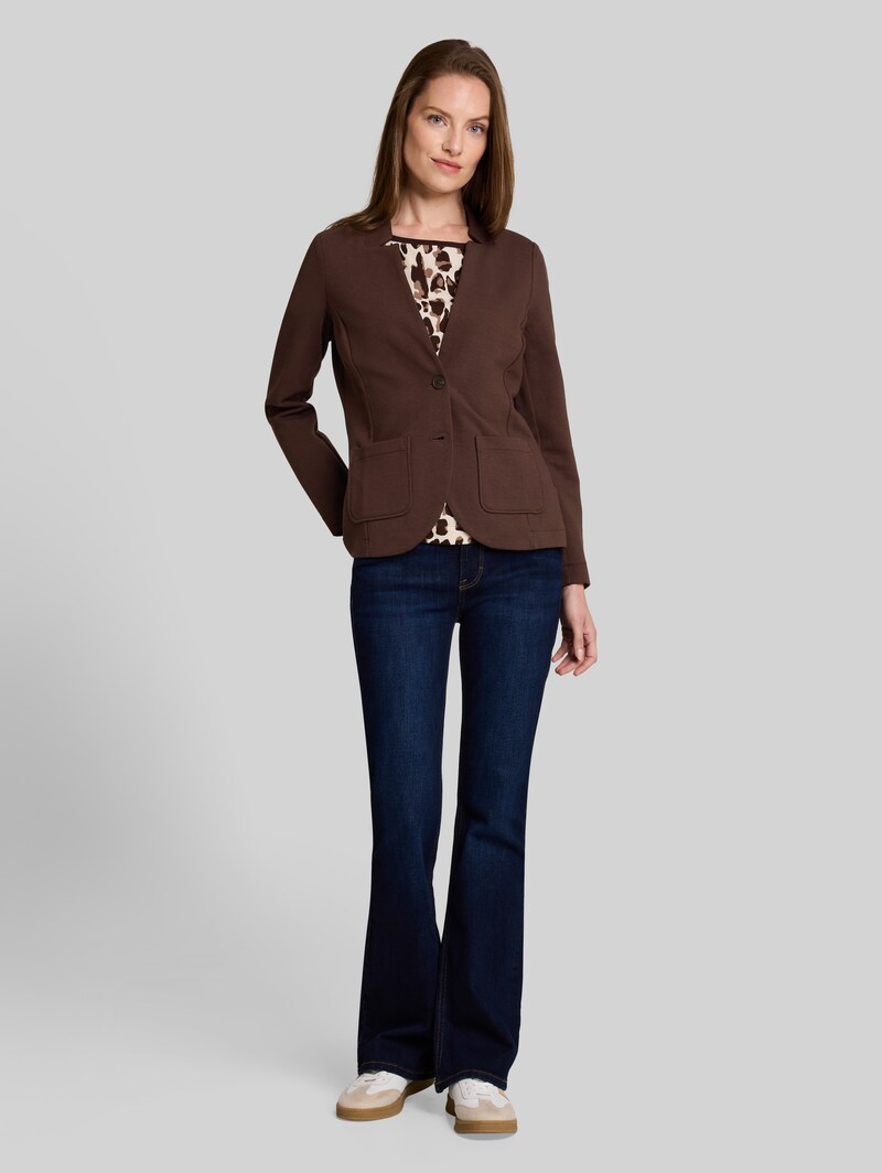 Tom Tailor Slim Fit Blazer mit Ottoman Struktur - Java Dark Brown