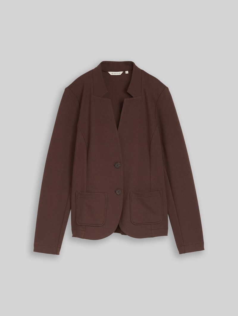 Tom Tailor Slim Fit Blazer mit Ottoman Struktur - Java Dark Brown