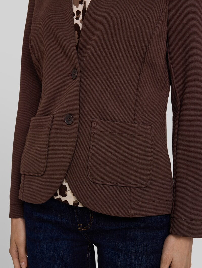 Tom Tailor Slim Fit Blazer mit Ottoman Struktur - Java Dark Brown