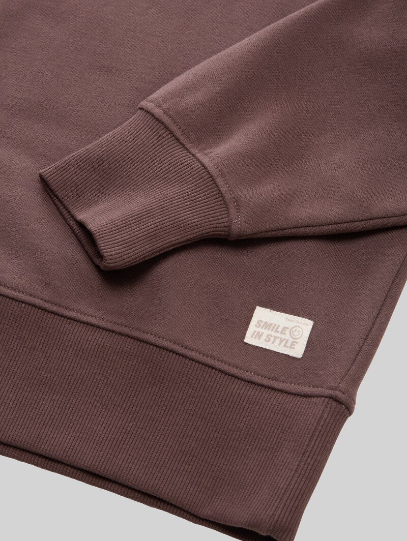 Tom Tailor Basic Sweatshirt mit Badge - Soft Chocolate Brown