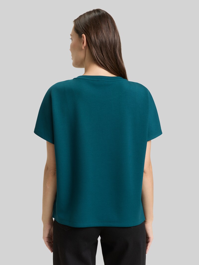 Tom Tailor Loose Fit Scuba T-Shirt mit Brusttasche - Deep Meadow Green