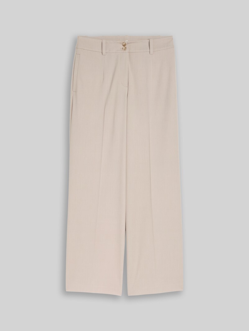 Tom Tailor TTLEA WIDE Hose mit Bügelfalte - Soft Taupe Grey Melange