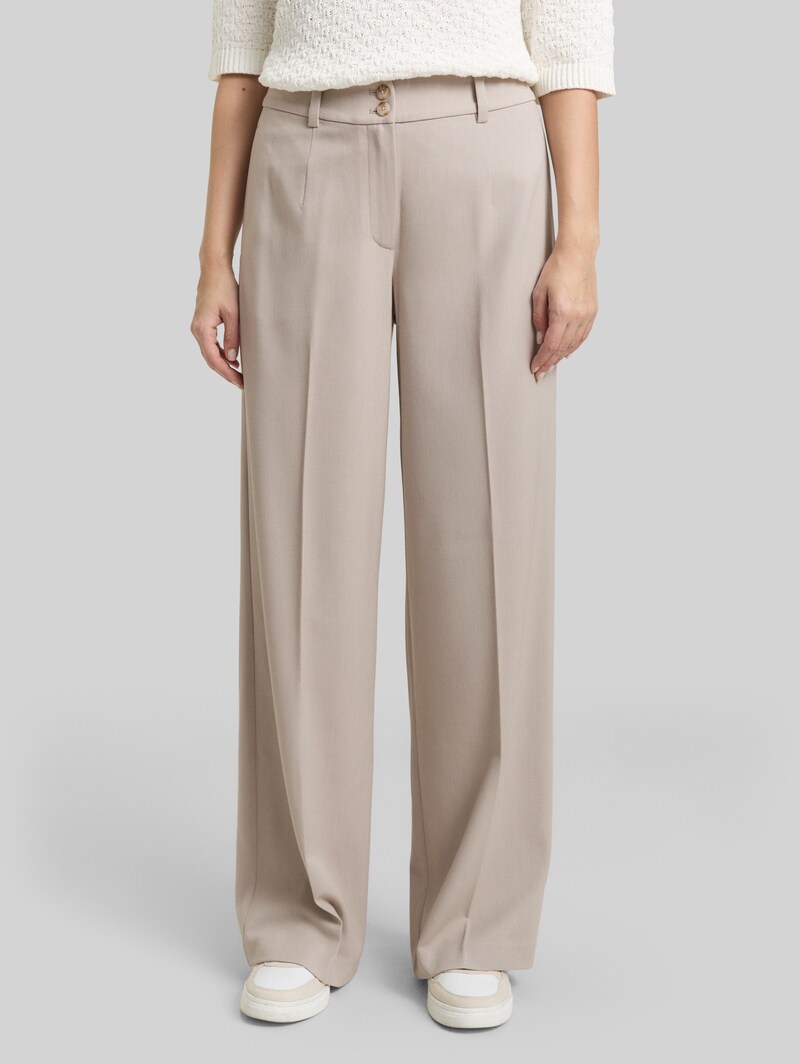 Tom Tailor TTLEA WIDE Hose mit Bügelfalte - Soft Taupe Grey Melange