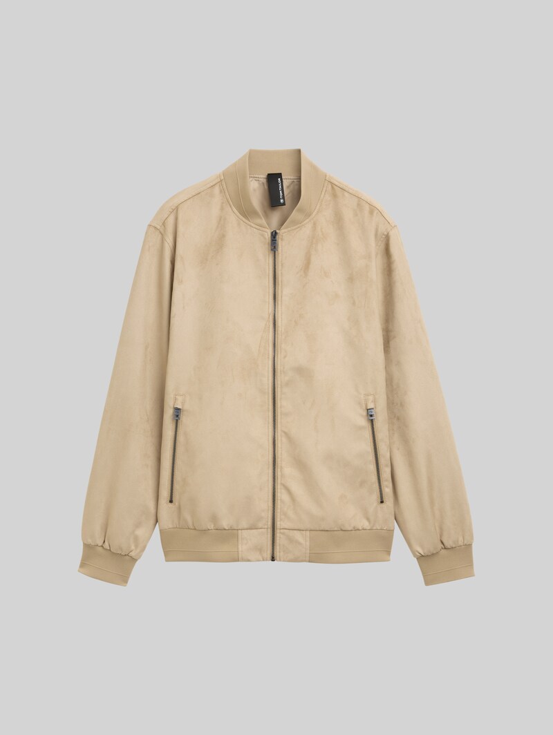 Tom Tailor Bomberjacke in Wildleder-Optik - Cement Beige