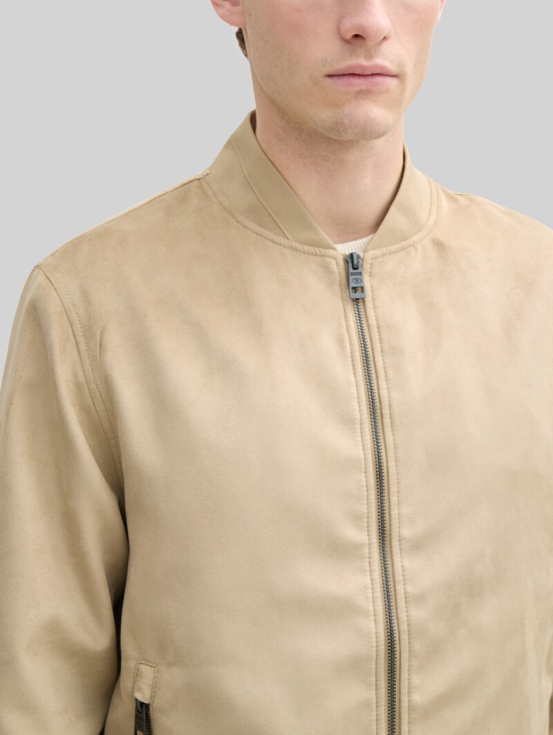 Tom Tailor Bomberjacke in Wildleder-Optik - Cement Beige