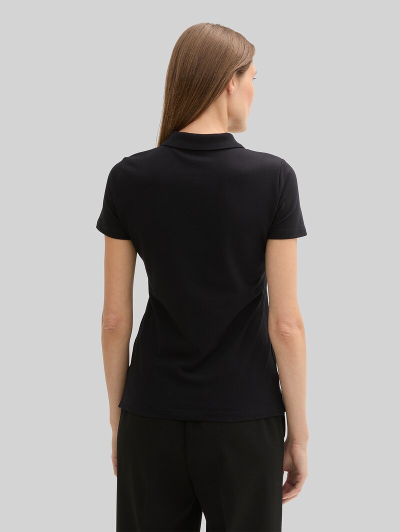 Tom Tailor Poloshirt aus Stretch Piqué - Deep Black