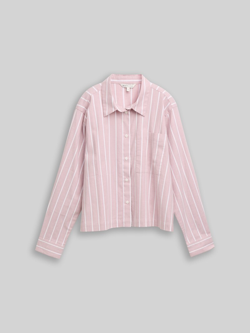 Tom Tailor Boxy Fit Hemdbluse mit Streifenmuster - Dusty Rose White Stripe