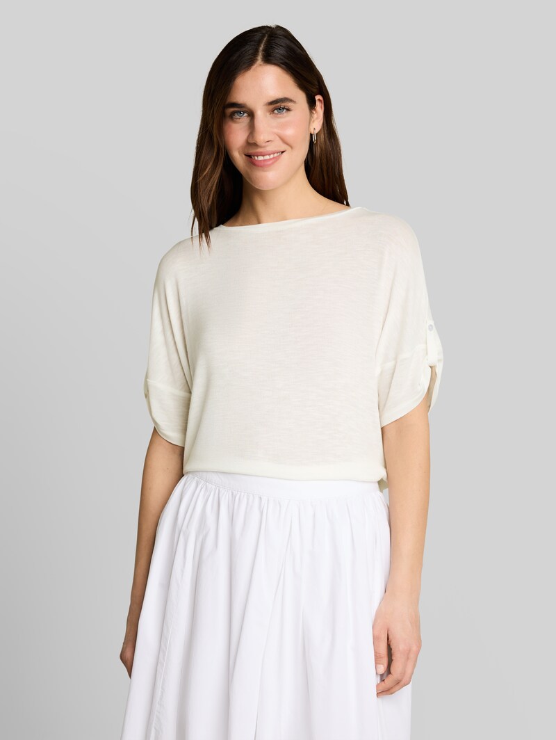 Tom Tailor T-Shirt mit Turn-Up-Funktion - Whisper White Tom Tailor T-Shirt mit Turn-Up-Funktion - Whisper White
