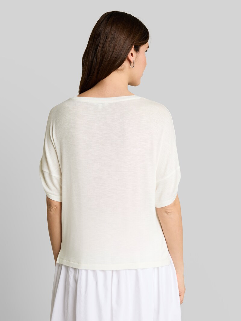 Tom Tailor T-Shirt mit Turn-Up-Funktion - Whisper White