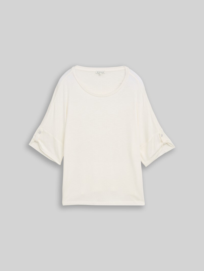 Tom Tailor T-Shirt mit Turn-Up-Funktion - Whisper White