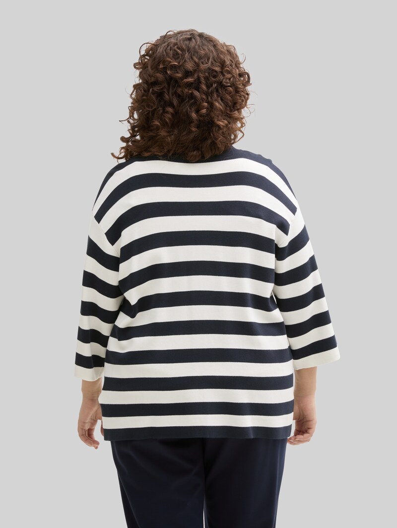 Tom Tailor Plus Size - Cardigan mit Streifenmuster - Navy Offwhite Block Stripe