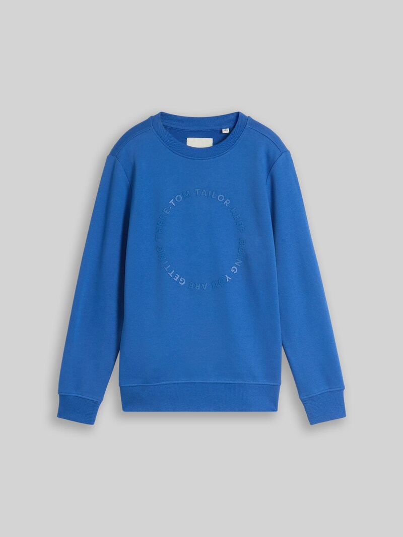 Tom Tailor Basic Sweatshirt mit Print - Soft Sapphire Blue