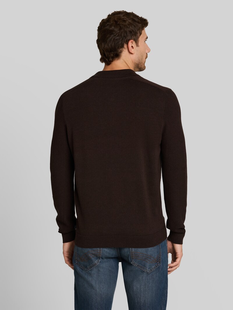 Tom Tailor Strickpullover mit Polokragen - Dark Chocolate Brown Melange