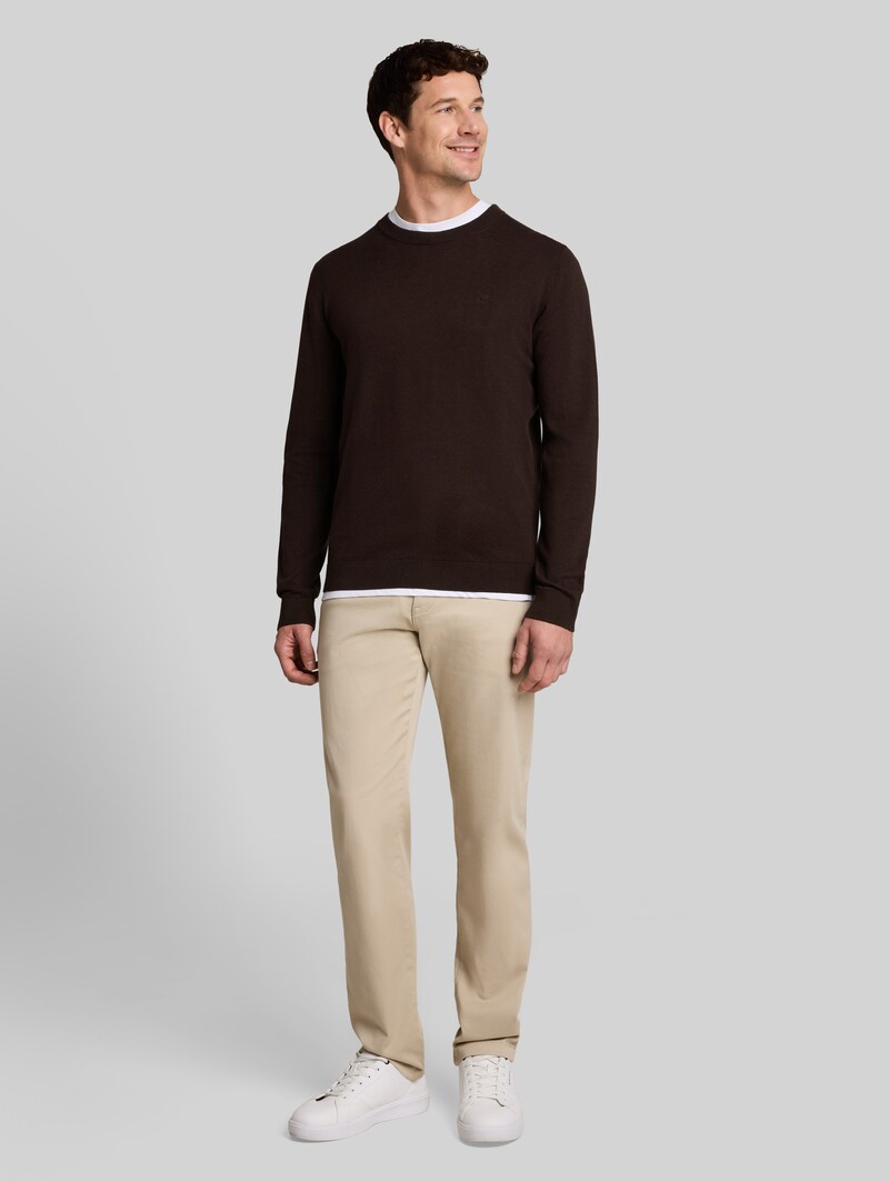 Tom Tailor Basic Strickpullover aus Baumwolle - Dark Chocolate Brown Melange