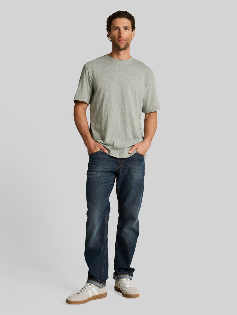 Tom Tailor T-Shirt mit feinem Streifenmuster - Shadow Olive Fine Stripe