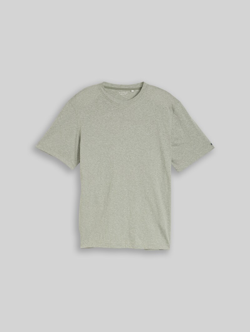 Tom Tailor T-Shirt mit feinem Streifenmuster - Shadow Olive Fine Stripe