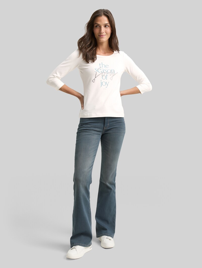 Tom Tailor Langarmshirt mit Print - Soft Clear White