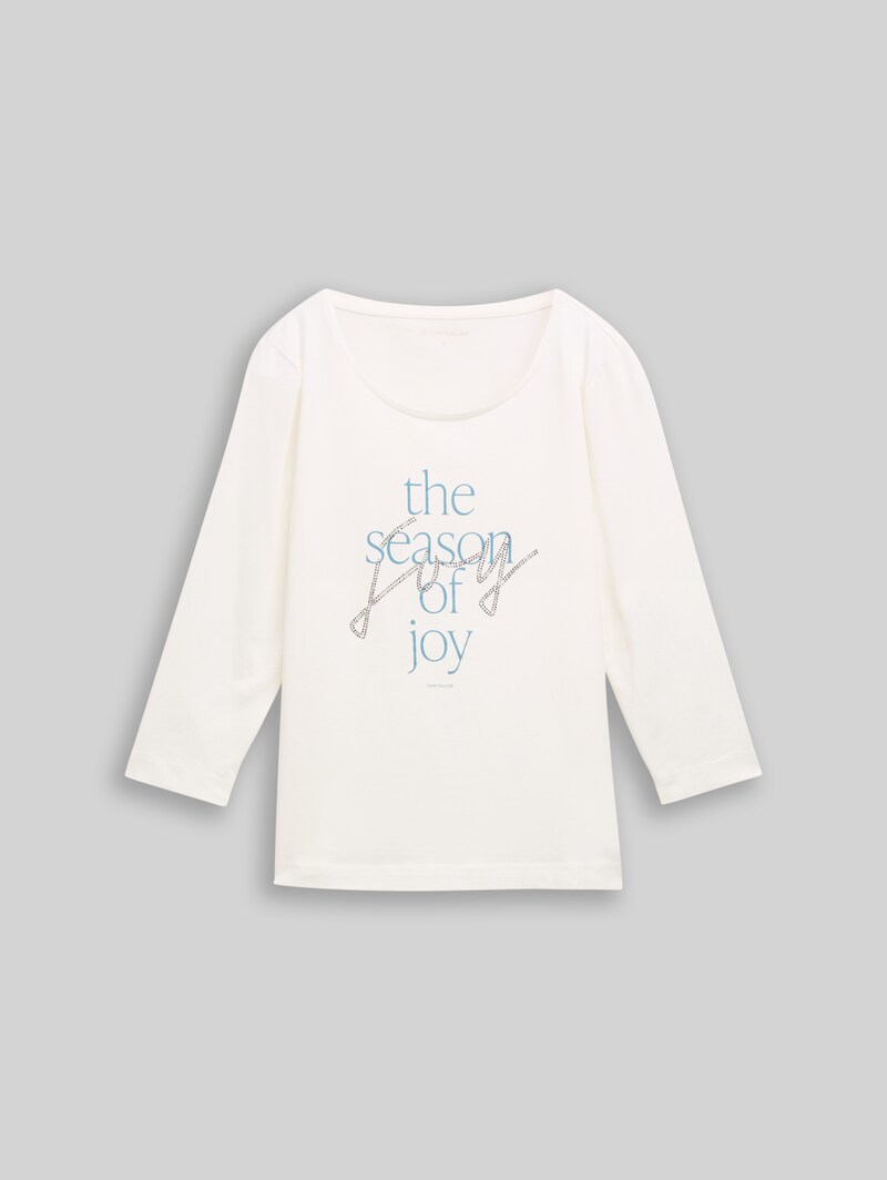 Tom Tailor Langarmshirt mit Print - Soft Clear White
