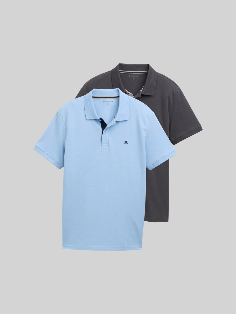 Tom Tailor Poloshirts im 2er-Pack - Washed Out Middle Blue